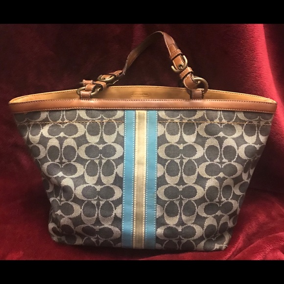 Coach Handbags - Coach Blue denim signature tote 7045